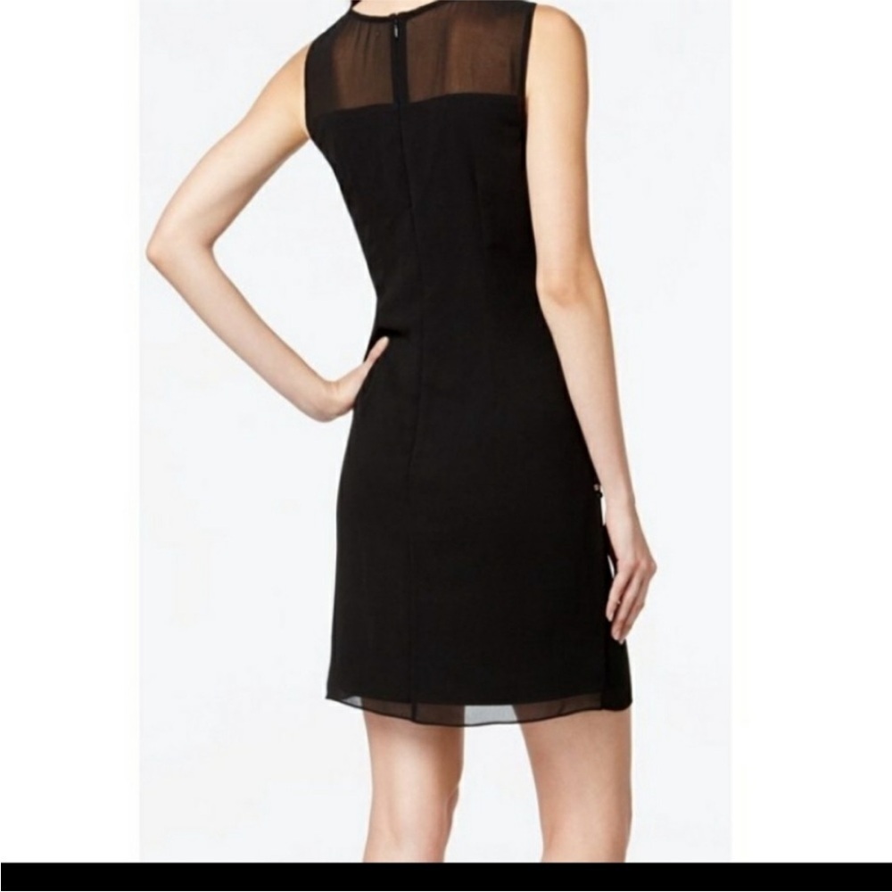 Adrianna Papell Beaded Mosiac Dress Black Silver Sleeveless Cocktail Evening - Picture 2 of 11